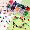 250Pcs 10 Colors Two Tone Transparent Spray Painted Acrylic Beads ACRP-CJ0001-03-3