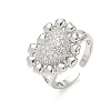 Brass Micro Pave Cubic Zirconia Cuff Open Rings for Women CU-CBA760A-13A-P-4