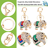 WADORN 2Pcs 2 Colors Cute Elephant Enamel Rhinestones Pendant Keychain KEYC-WR0001-40-3