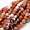 Dyed Natural Fire Crackle Agate Faceted Round Beads Strands G-E320C-12mm-06-1