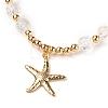 Brass Starfish Charm Bracelets BJEW-JB05571-03-2