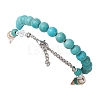 2Pcs 2 Style Synthetic Turquoise & Glass & Shell Stretch Bracelets with Tortoise BJEW-JB10091-02-3