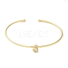 Rack Plating Brass Micro Pave Clear Cubic Zirconia Letter Open Cuff Bangles BJEW-A018-01G-S-2