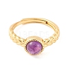 Round Natural Amethyst Adjustable Rings RJEW-Q817-03G-06-2
