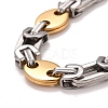 Vacuum Plating 304 Stainless Steel Bean Link Chains Bracelet STAS-E160-09GP-2