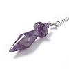 Natural Amethyst Pointed Dowsing Pendulums AJEW-B020-05P-03-3