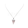 Natural Rose Quartz Geometry Pendant Necklace NJEW-JN04239-02-3