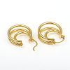 Brass Triple Hoop Earrings X-EJEW-G282-04G-2