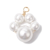 3Pcs 3 Sizes Copper Wire Wrapped Shell Pearl Beaded Pendants PALLOY-JF02984-2