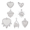7Pcs 7 Styles 304 Stainless Steel Pendant Cabochon Settings STAS-TA0005-83-3