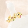Brass Pave Cubic Zirconia Cuff Open Rings CU-CBACDF6-09G-03-3