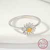 Anti-Tarnish Rhodium Plated 925 Sterling Silver Daisy Flower Finger Ring for Women KN3229-1-2