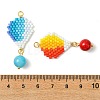 304 Stainless Steel & Glass Cylinder Seed Beads & Glass Pendnats PALLOY-MZ01446-3