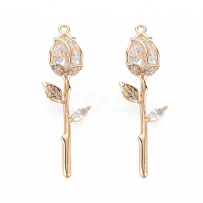 Brass Micro Pave Cubic Zirconia Pendants KK-S364-014B-1