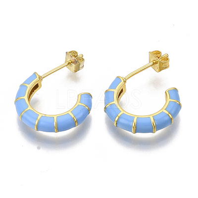 Brass Stud Earrings EJEW-S209-10B-1