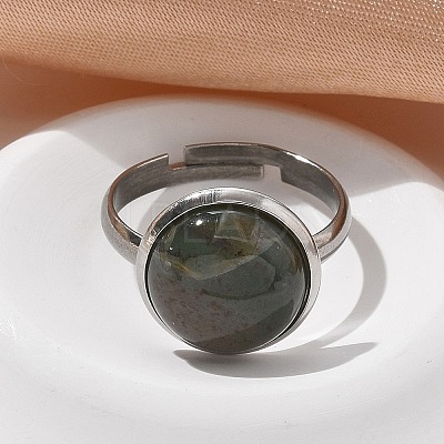 Half Round Natural Indian Agate Finger Rings RJEW-M062-01P-22-1