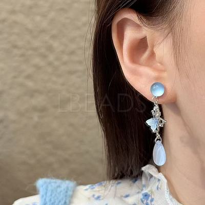 Alloy & Glass Teardrop Stud Earrings WGA7598-01-1