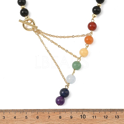 Chakra Gemstone Round Beaded Necklaces with 304 Stainless Steel OT Clasps NJEW-JN06348-1