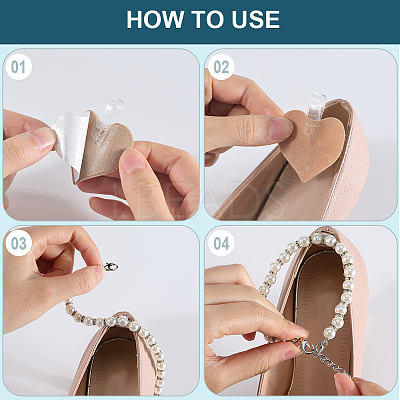 2 Sets 2 Styles Plastic Imitation Pearl Beaded Shoelace Bands FIND-GF0007-06B-1