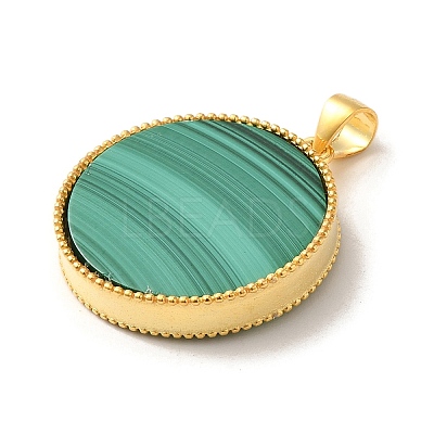 Rack Plating 925 Sterling Silver Pave Natural Malachite Pendants G-K352-01G-1
