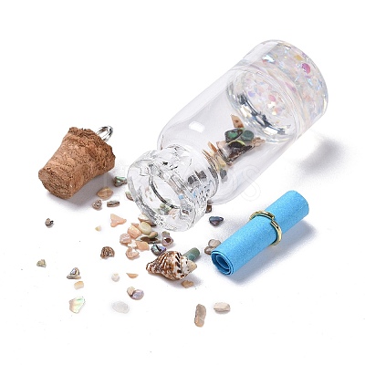 Glass Wishing Bottle Pendant Decorations X-GLAA-S181-02-1