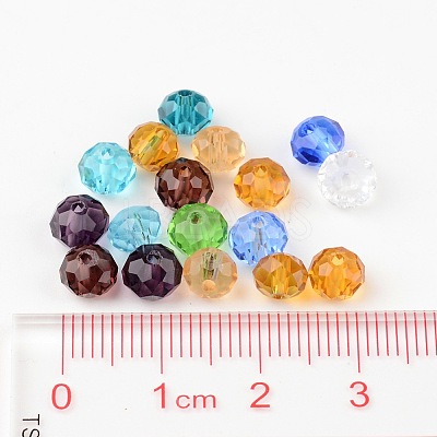 Faceted Rondelle Transparent Glass Beads GLAA-R152-6mm-M1-1