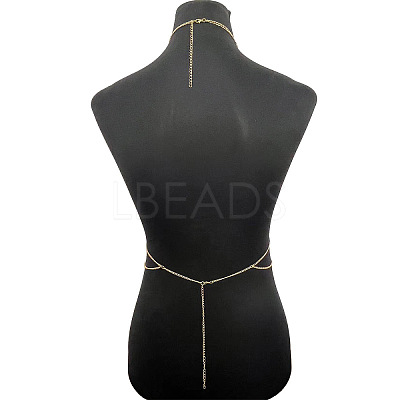 Alloy & Iron Tassel Sexy Body Chains with Blue Acrylic Teardrop Beads for Women WG92352-01-1