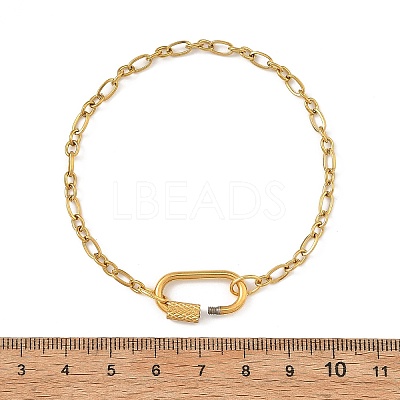 304 Stainless Steel Mother-Son Chain/Figaro Chain Bracelets for Women BJEW-JB14263-1