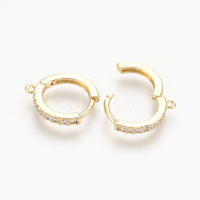 Brass Micro Pave Cubic Zirconia Huggie Hoop Earring Findings KK-O112-13-1