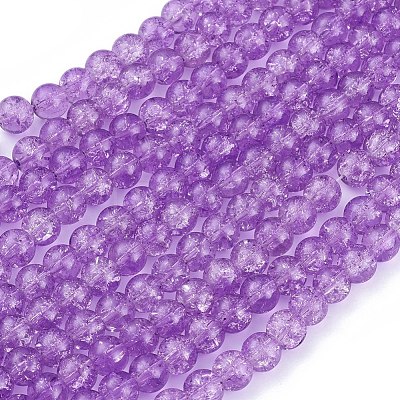 Plum Crackle Glass Round Beads Strands X-CCG-Q002-8mm-04-1