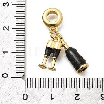 Brass Enamel Goblets & Wine Bottle European Dangle Charms Large Hole Pendants KK-Z093-08G-02-1