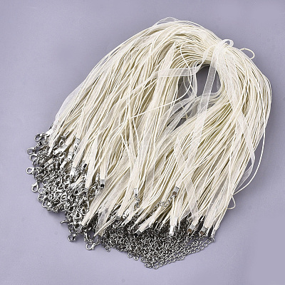 Waxed Cord and Organza Ribbon Necklace Making NCOR-T002-102-1