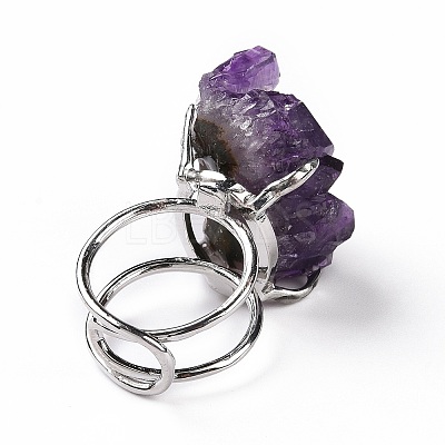 Natural Amethyst Nuggets Cuff Ring LS-RJEW-G271-01P-02-1