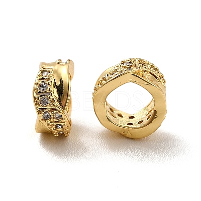 Criss Cross Rack Plating Brass Micro Pave Cubic Zirconia European Beads KK-C010-26-1