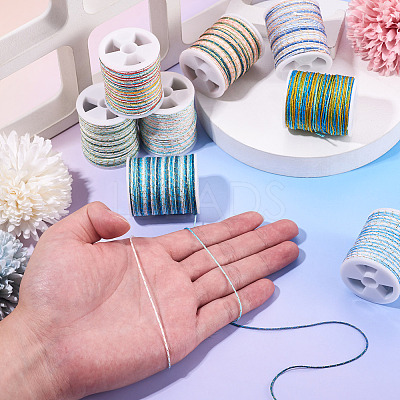 8 Rolls 8 Colors Segment Dyed Nylon Metallic Cord NWIR-TA0001-33-1
