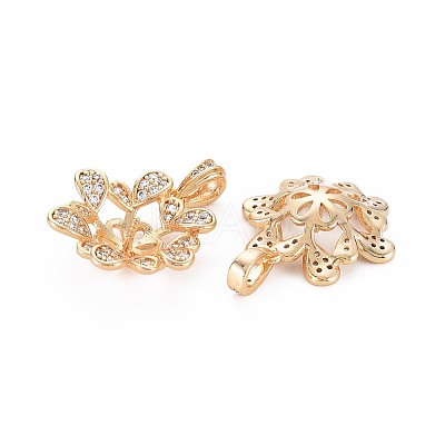 Brass Micro Pave Clear Cubic Zirconia Peg Bails Pendants KK-S364-089-1