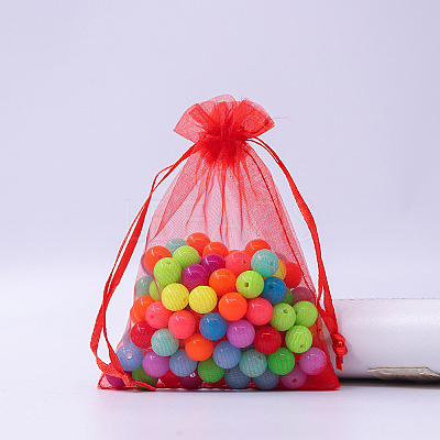 Rectangle Organza Drawstring Bags CON-PW0001-054D-05-1