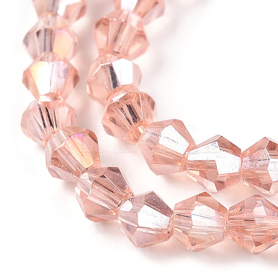Transparent Electroplate Glass Beads Strands GLAA-F029-4mm-A15-1