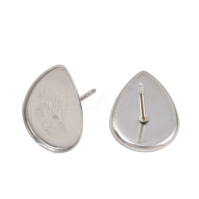 Tarnish Resistant Earring Cabochon Settings 304 Stainless Steel Ear Studs Blank Settings STAS-Q170-13-1