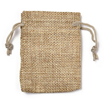 Polyester Imitation Burlap Packing Pouches Drawstring Bags ABAG-R005-9x7-15-1