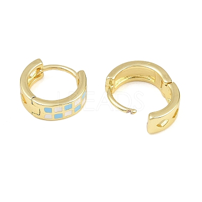 Tartan Pattern Enamel Chunky Hinged Huggie Hoop Earrings for Women LS-EJEW-P196-22G-03-1