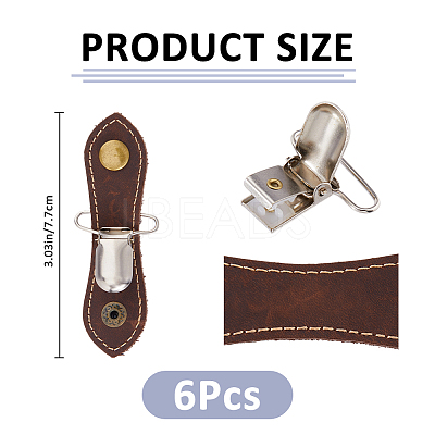 6Pcs Cattlehide Leather Cable Straps HJEW-FH00226-1
