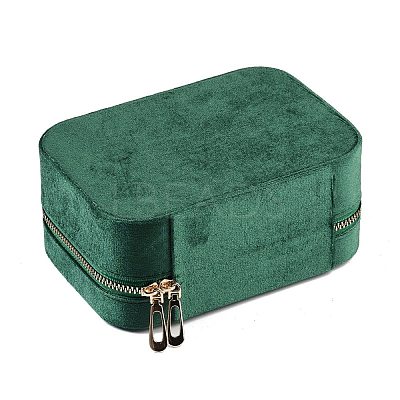 Italian Velvet Double Layers Jewelry Set Storage Zipper Boxes with Mirror Inside CON-G023-09D-1