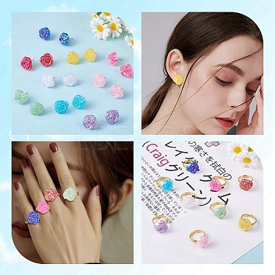 DIY Rose Flower Earring & Finger Ring Making Kit DIY-SZ0008-45-1