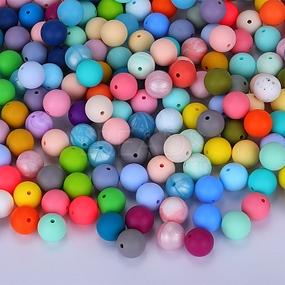 Round Silicone Focal Beads SI-JX0046A-99-1