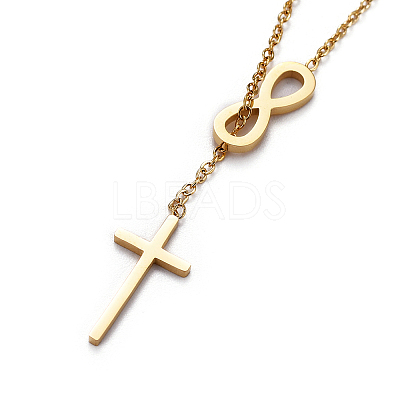 304 Stainless Steel Cable Chains Lariat Necklaces X-NJEW-F267-17G-1