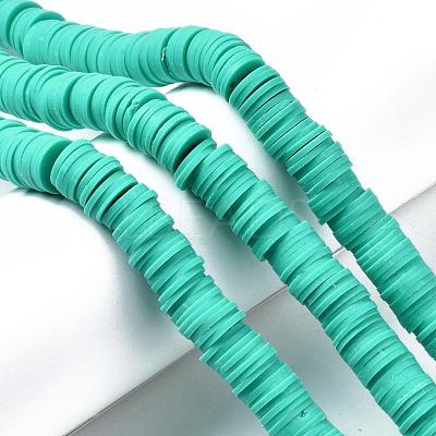 Flat Round Handmade Polymer Clay Beads CLAY-R067-10mm-34-1