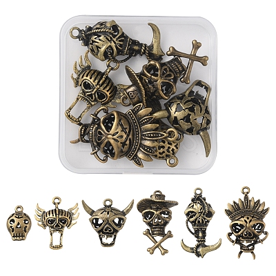 6Pcs 6 Styles Halloween Alloy Pendants FIND-FS0001-47-1