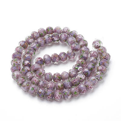Handmade Gold Sand Lampwork Beads Strands LAMP-R141-8mm-08-1