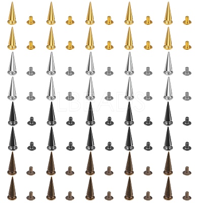 40Ssets 4 Colors Alloy Spikes Screwback Studs PALLOY-SZ0001-24-1